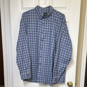 Jos. A. Bank Blue and Tan Plaid Dress Shirt